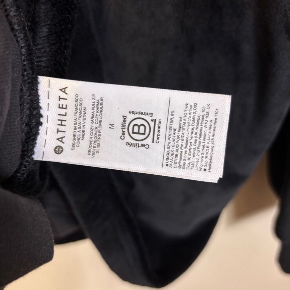 Athleta Black Recover Cozy Karma Full Zip Fleece Jacket Medium - Picture 6 of 6